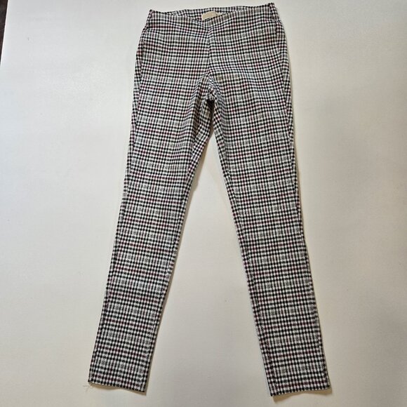 Michael Kors Ankle Pant Womens Small Black White Red Stretch Legging Houndstooth - Picture 1 of 7